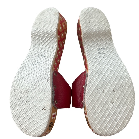 VTG Dr Scholls Hand Painted Floral Western Cowboy Boot EUC Wood Sandals Clogs 8 - Picture 4 of 16